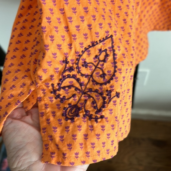 Vintage Pink Chicken Tunic Top, 100% Cotton, Orange & Purple, Size S. - Picture 5 of 9